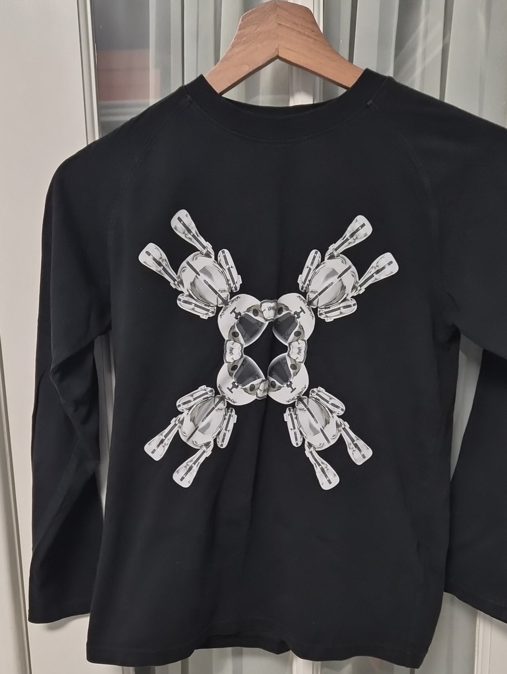 Burberry Black Long Sleeve Tee with Silver Graphic Motif